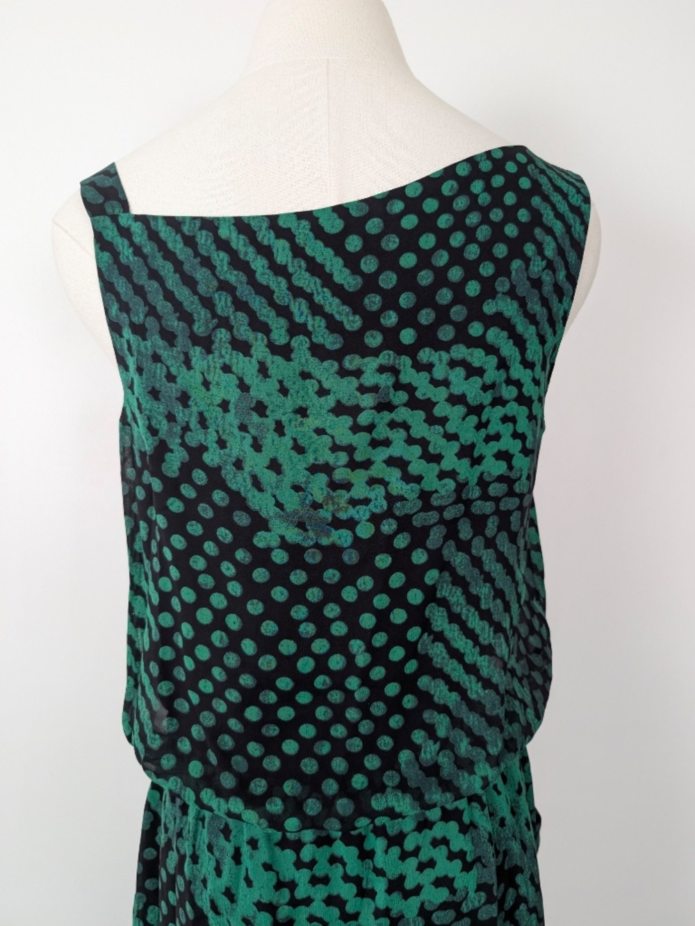 Theory Jaylyn Blurred Green Mini Dress Drop Waist Draped Size 2 - Picture 10 of 13